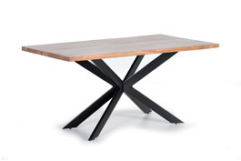 GINER Y COLOMER Table de salle à manger en bois d'acacia et métal noir